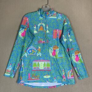 Gretchen‎ Scott Pullover Womens S Turquoise Palanquin Party Athletic 1/2 Zip Top